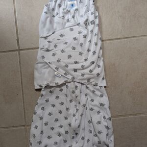 White Baby Swaddle Set with Gray Animal Print